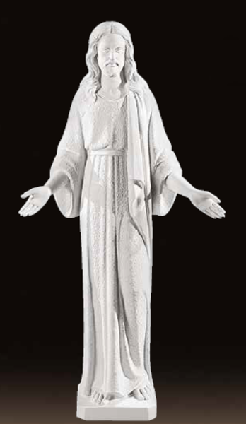 Carrara Marble Jesus with Open Hands Made in Italy Sculpture